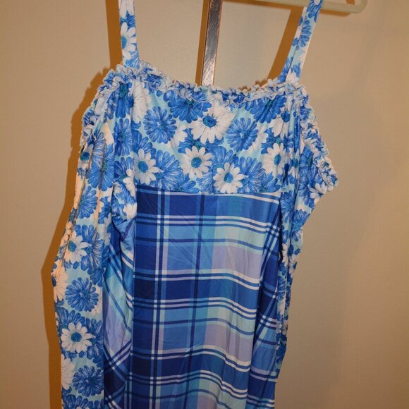 Rosegal Allover Floral/Plaid Print Cold Shoulder Hankerchief Top - Picture 7 of 9